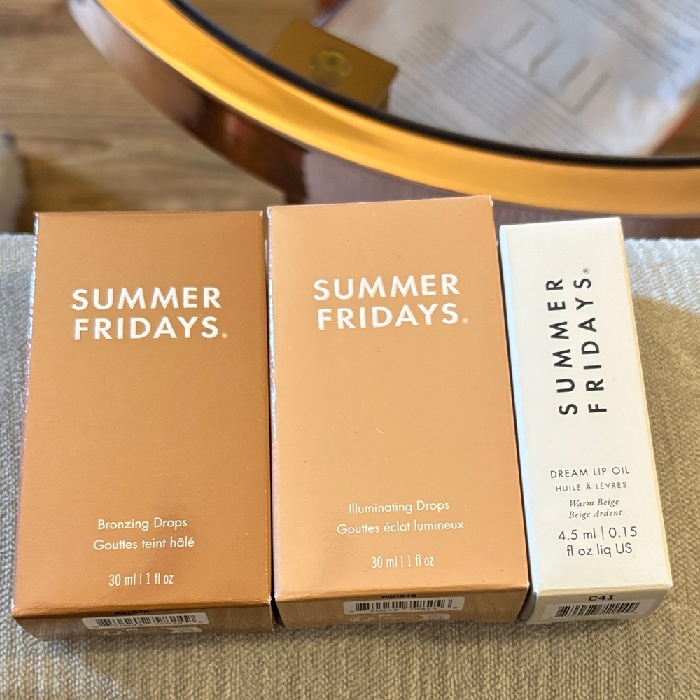 NIB Summer Fridays Set - Bronzing & Illuminating Drops & Dream Lip Oil Wm Beige